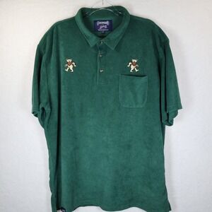 Grateful Dead Section 119 Terry Cloth Polo Shirt Green Dancing Bears XXXL